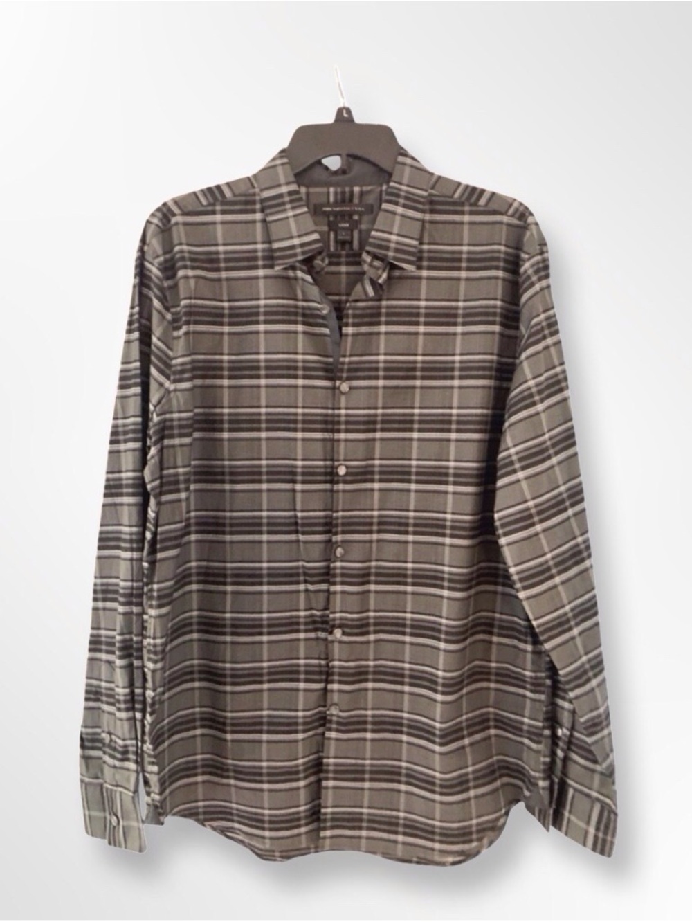 John Varvatos USA LUXE Plaid Button Down Shirt Men's L Pearl Buttons Like New